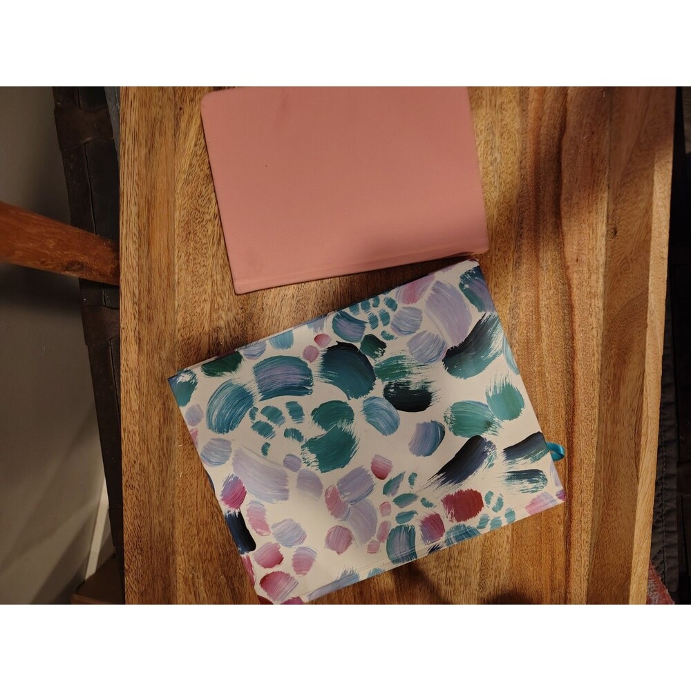 Belle Style Set of 2 Blank Journals Pink Cat Abstract and Multicolor Covers